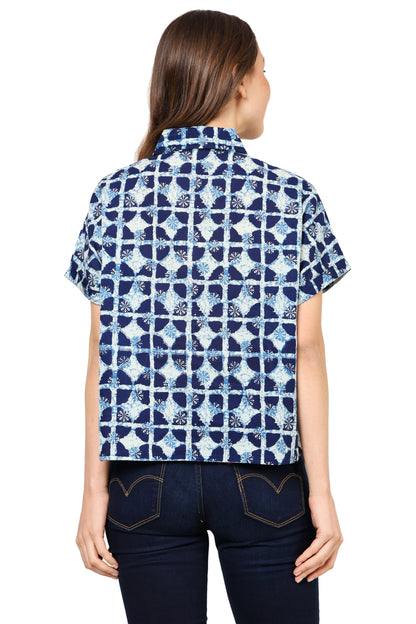 Yash Gallery Women's Geometrical Printed Oversized Shirt