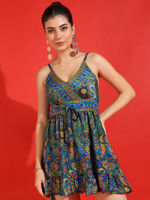 yash gallery womens multi floral printed short dress multi