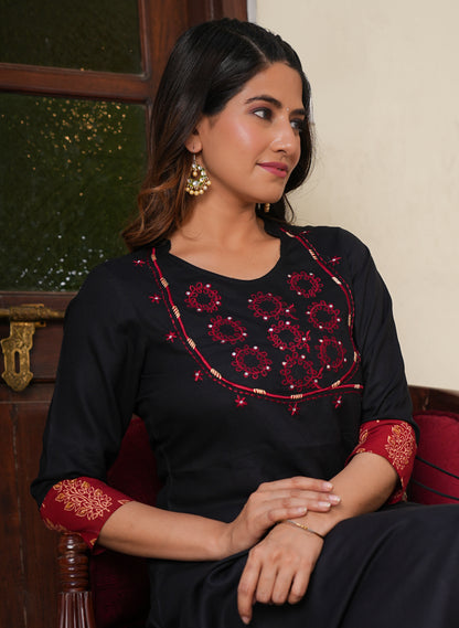 Cotton Slub Sequin Work Angrakha Kurta