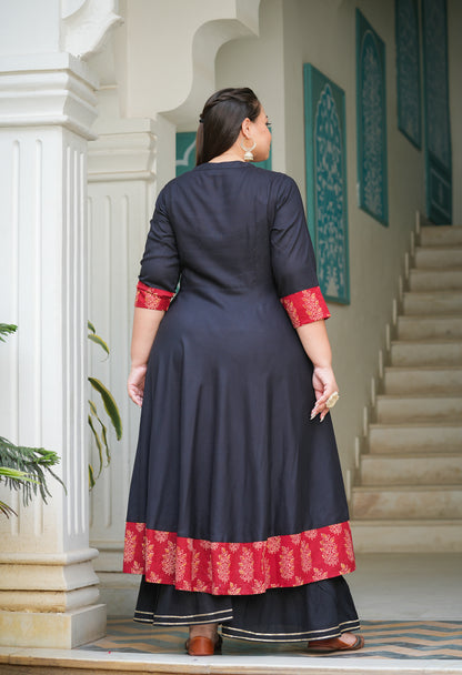 Cotton Slub Sequin Work Angrakha Kurta