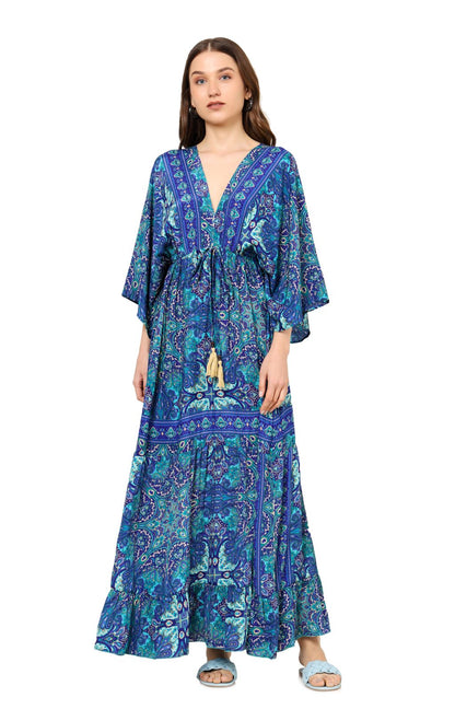 Akiko Women's Blue Floral Tiere Dress(Blue)