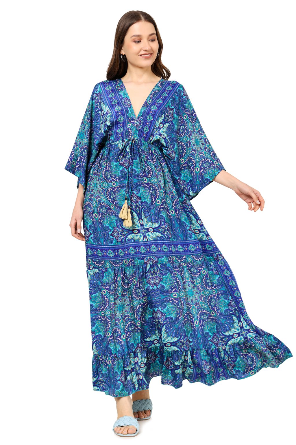 Akiko Women's Blue Floral Tiere Dress(Blue)