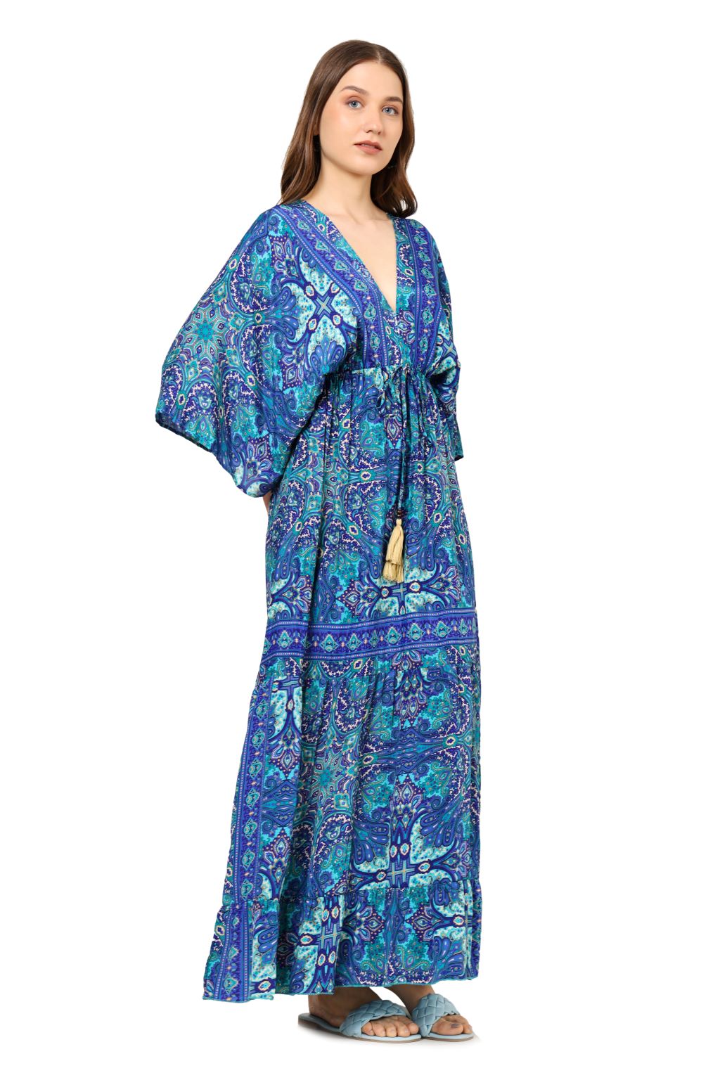 Akiko Women's Blue Floral Tiere Dress(Blue)