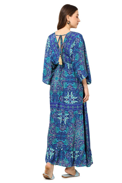 Akiko Women's Blue Floral Tiere Dress(Blue)