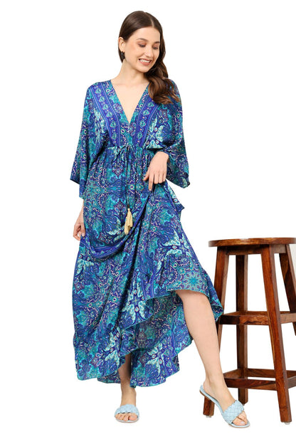 Akiko Women's Blue Floral Tiere Dress(Blue)