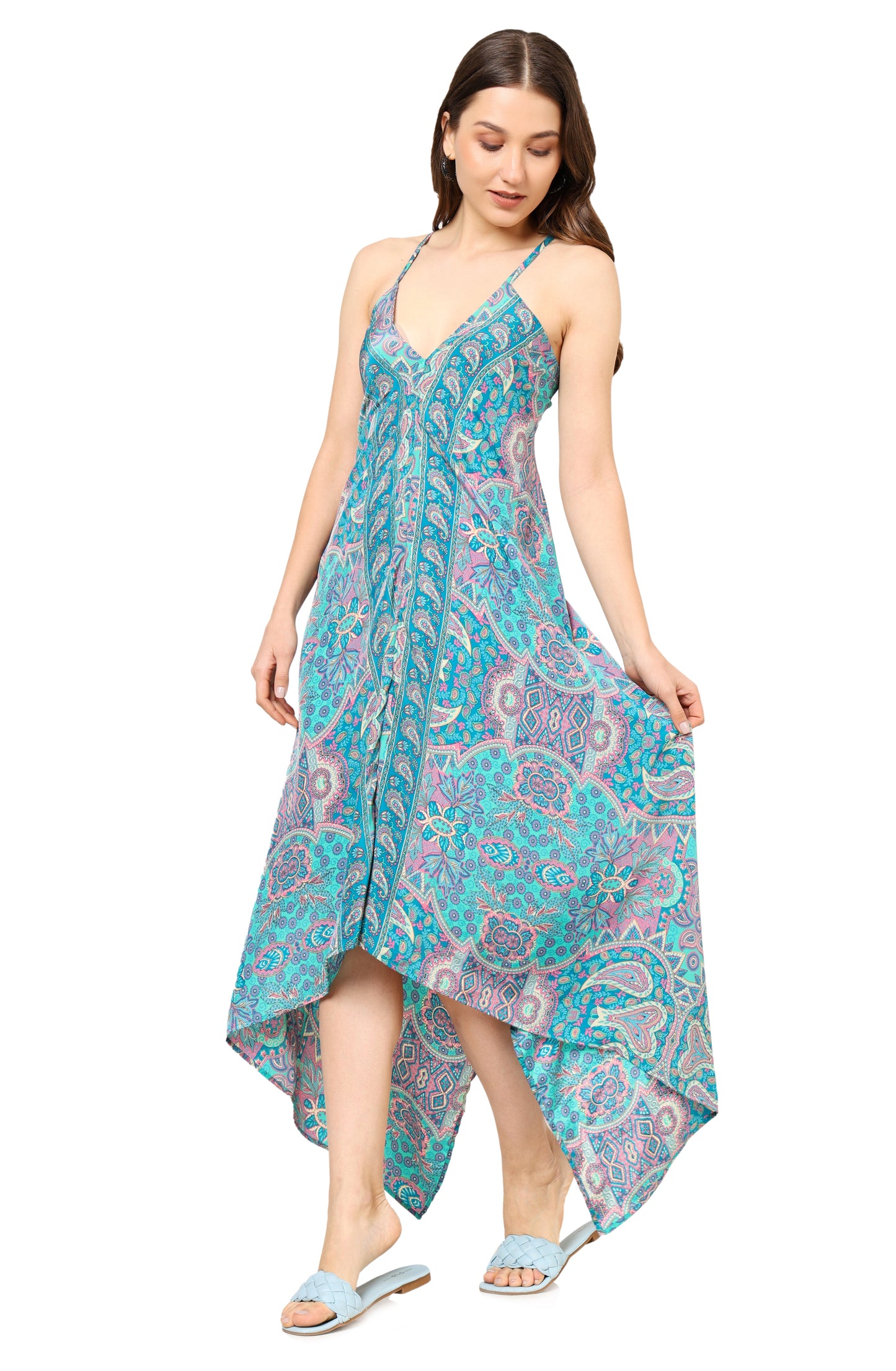 Yash Gallery Women's Multi Floral Flared & Fitted Dress (Multi)