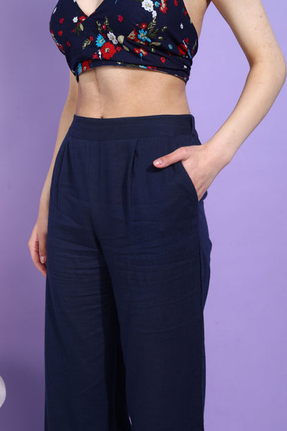 Yash Gallery Women's Georgette Printed Kaftan Top with Solid Wide-Leg Palazzo Pants – Stylish Western Co-ord Set