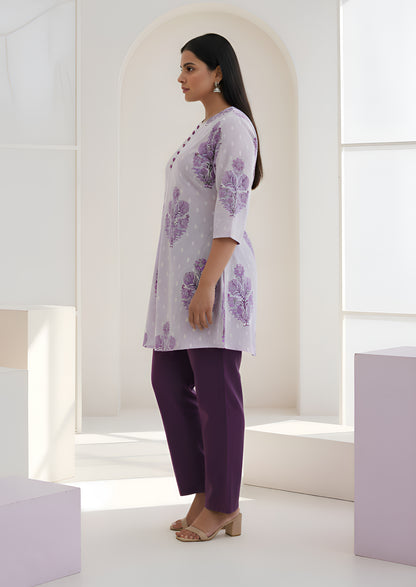 Yash Gallery Women’s Cotton Printed A-Line Kurti with Front Pleat and Fabric Buttons