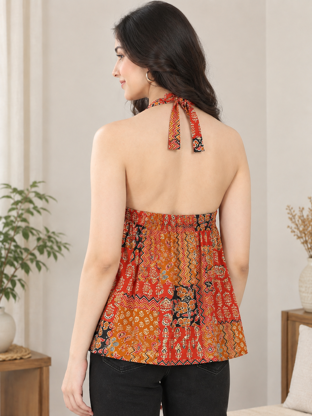 Yash Gallery Women's Casual Sleeveless Printed Top