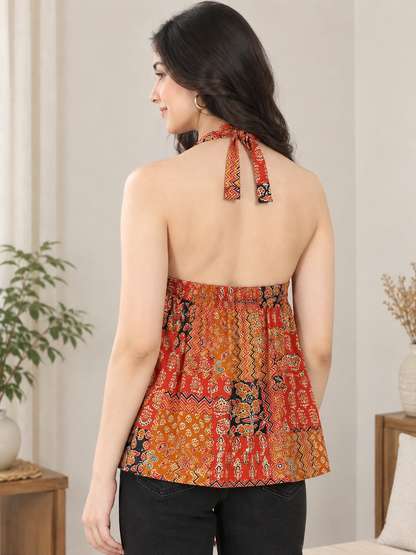 Yash Gallery Women's Casual Sleeveless Printed Top