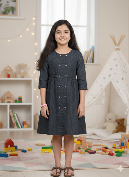 YASH GALLERY Kids Kantha Cotton Stripes Printed Regular Tunic