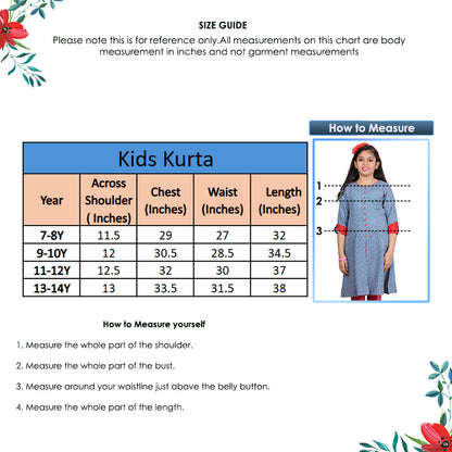 Yash Gallery Kids Rayon Geometric Print A-Line Kurta (Blue)