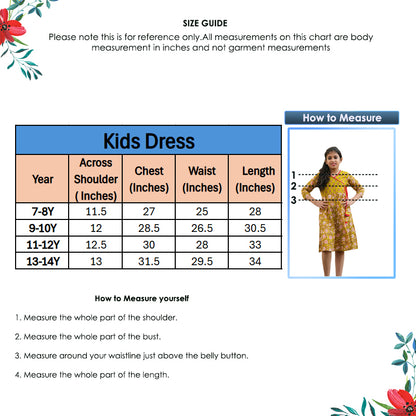 YASH GALLERY Kids Floral Printed Angrakha Dress (Green)