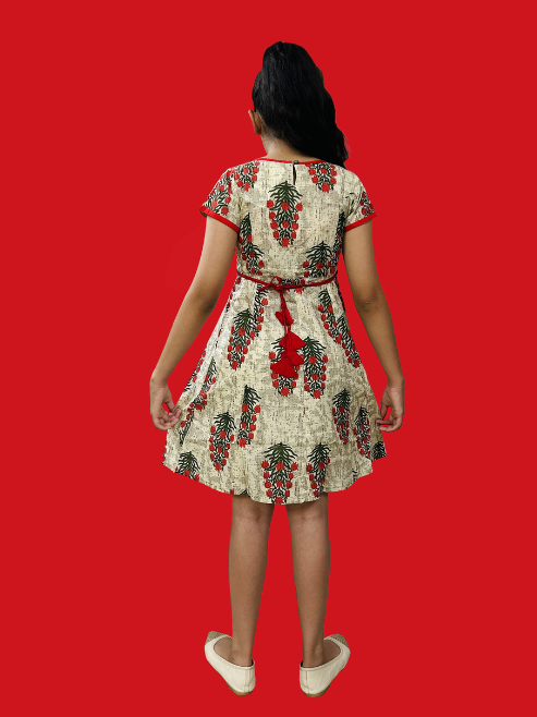 YASH GALLERY Kids Floral Printed Anarkali Kurta  (Beige)