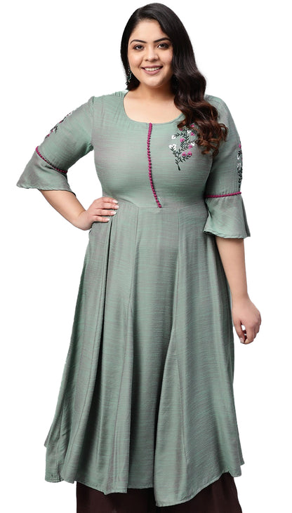 Shaded Poly Viscose Embroidered Anarkali Kurta