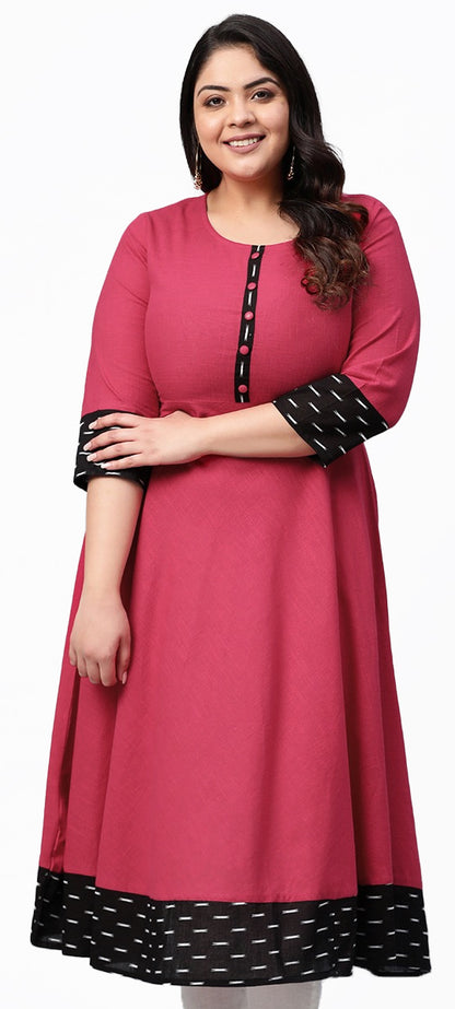 Cotton Slub Plain Dye Anarkali Kurta