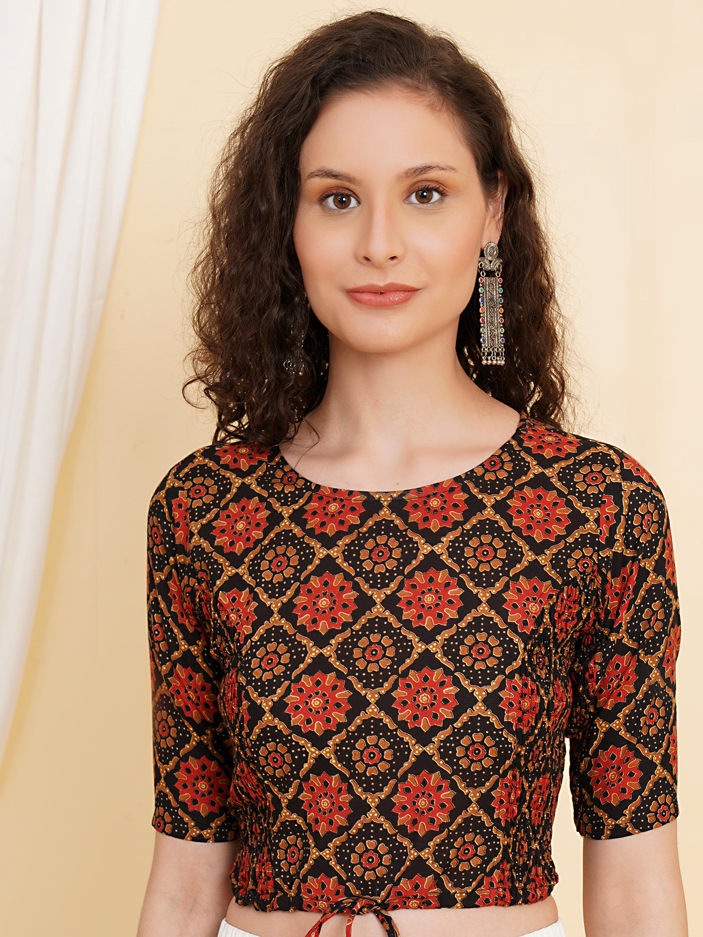 YASH GALLERY Women's Cotton Floral Printed Regular Blouse (Multi)