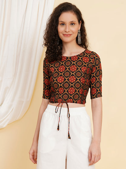 YASH GALLERY Women's Cotton Floral Printed Regular Blouse (Multi)