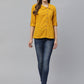  Cotton Slub Solid Shirt Style Top (Yellow)