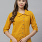  Cotton Slub Solid Shirt Style Top (Yellow)