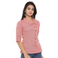  Cotton Slub Printed Shirt Style Top (Pink)