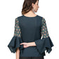  Cotton Slub Floral Printed Regular Top (Bluish Grey)