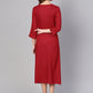  Dotted Rayon Dobby Solid A-Line Dress (Maroon)