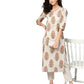  Cotton Cambric Sequin Work Straight Kurta (Beige)