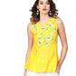 Rayon Slub Embroidered Regular Top (Yellow)
