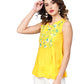  Rayon Slub Embroidered Regular Top (Yellow)