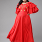 Rayon Embroidered Anarkali Ethnic Dress (Red)