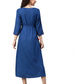 women rayon dobby embroidered a line ethnic dress blue