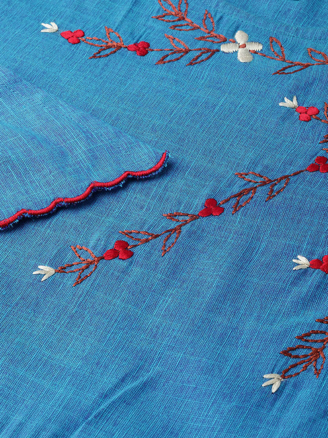 women viscose embroidered anarkali kurta dress blue