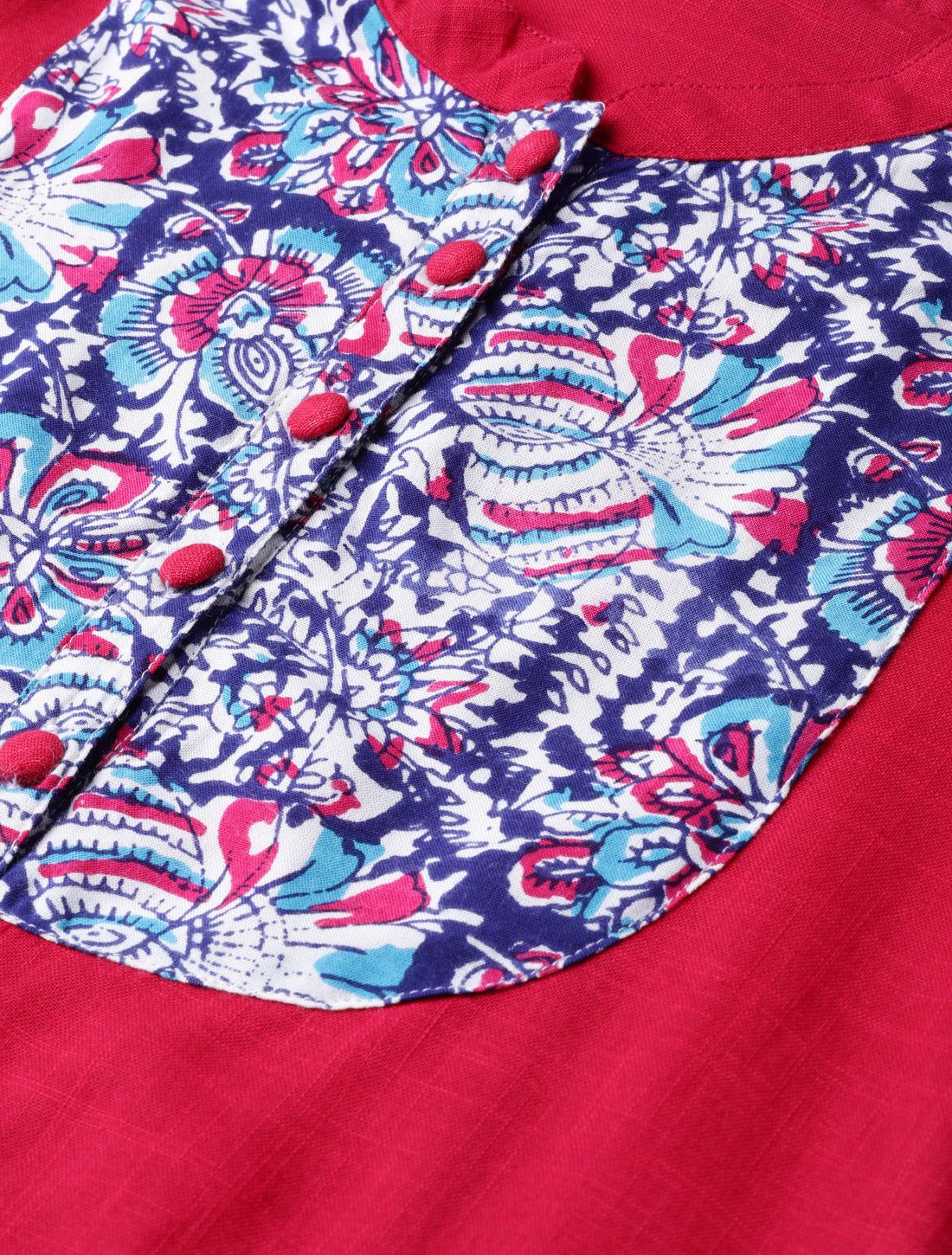 women rayon cotton slub ajrakh print tiered anarkali kurta pink