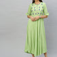  Rayon Slub Embroidered Anarkali Kurta Dress (Green)