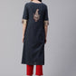  Cotton Slub Buta Patch Work A-line Kurta