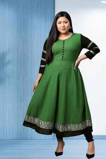 women cotton slub anarkali kurta