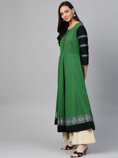 women cotton slub anarkali kurta