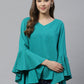  Rayon Checkered Printed Regular Top (RAMA GREEN)