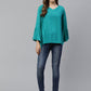  Rayon Checkered Printed Regular Top (RAMA GREEN)