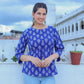 Cambric Cotton Printed Top (Blue)