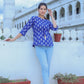 Cambric Cotton Printed Top (Blue)