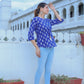 Cambric Cotton Printed Top (Blue)
