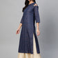 women rayon copper printed a line kurta blue