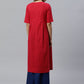 women cotton slub a line solid print kurta pink