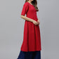 women cotton slub a line solid print kurta pink