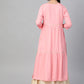  Rayon Slub Tiered Kurta (Pink)