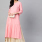  Rayon Slub Tiered Kurta (Pink)