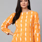women cotton regular ikkat printed top orange