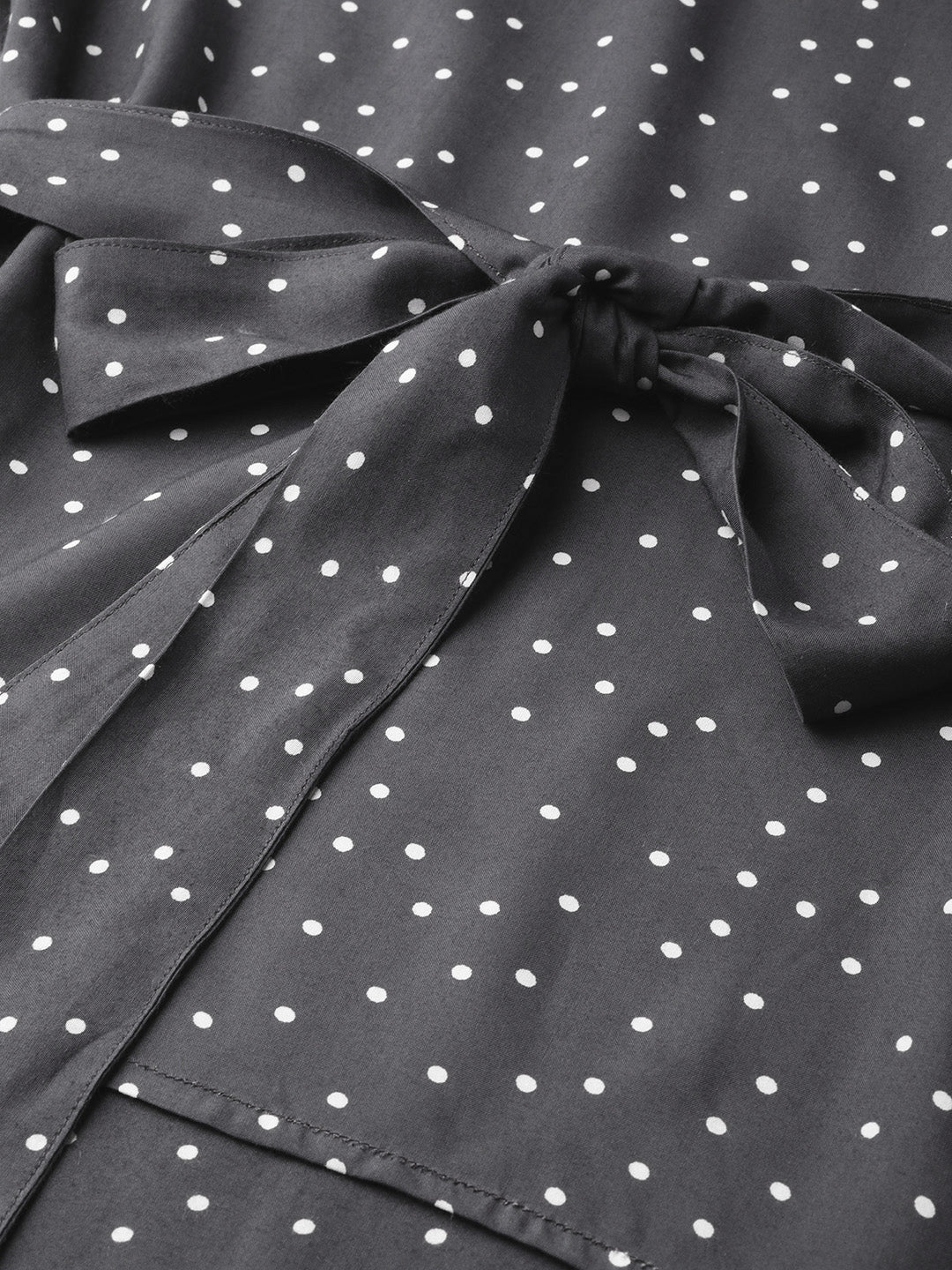 women rayon polka dot printed regular top grey
